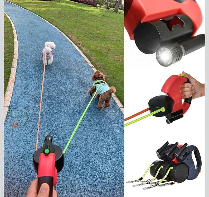 dual retractable dog leash