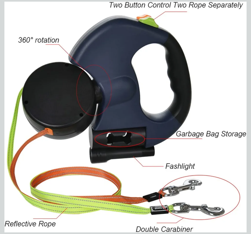 dual retractable dog leash